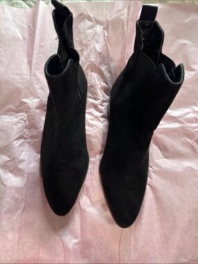 Black Suede Pointed Toe Ankle Boots - Women's